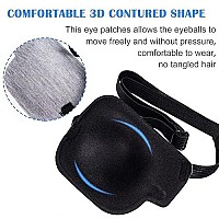 Pagow 3Pcs 3D Eye Patches For Adults, Adjustable Eyepatch For Lazy Eye,Large Black,Grey,Blue (Left Eye)