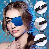 Pagow 3Pcs 3D Eye Patches For Adults, Adjustable Eyepatch For Lazy Eye,Large Black,Grey,Blue (Left Eye)