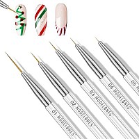 Modelones Nail Brush Set For Nail Art Liner Brushes 5Pcs Thin Nail Art Brush For Nails Gel Polish Painting Designs With Hexagonal Shape Easy Hold 5791120Mm