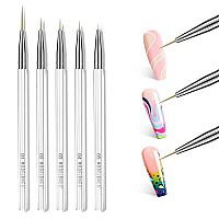 Modelones Nail Brush Set For Nail Art Liner Brushes 5Pcs Thin Nail Art Brush For Nails Gel Polish Painting Designs With Hexagonal Shape Easy Hold 5791120Mm