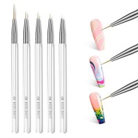 Modelones Nail Brush Set For Nail Art Liner Brushes 5Pcs Thin Nail Art Brush For Nails Gel Polish Painting Designs With Hexagonal Shape Easy Hold 5791120Mm