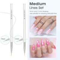 Modelones Nail Brush Set For Nail Art Liner Brushes 5Pcs Thin Nail Art Brush For Nails Gel Polish Painting Designs With Hexagonal Shape Easy Hold 5791120Mm