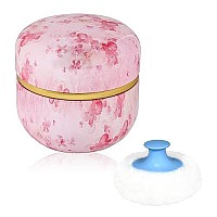 Wemega Body Powder Case With Powder Puff Powder Container Tea Box For Baby And Women Powder Puff And Powder Case For Travel (Pink Flower)