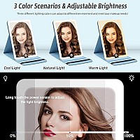 RRtide Travel Mirror with Light, Plus Detachable 3.5inch 10X & 20X Magnifying Mirror, Large Travel Makeup Mirror with 3 Adjustable Light Settings, Portable LED Lighted Makeup Mirror of 8 * 5.5inch