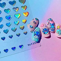 Stitch Nail Art Stickers Decals Embossed Cute Cartoon 3D Self Adhesive Nail Art Sticker Kawaii Diy Design Decoration Anime Nail Stickers For Girls Women Kids Manicure Gift Nail Charms (3 Sheets)