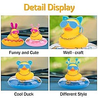 Wonuu Car Duck Rubber Duck Car Ornaments Duck Car Dashboard Decorations With Cute Headband Swim Ring Necklace Sunglasses