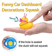 Wonuu Car Duck Rubber Duck Car Ornaments Duck Car Dashboard Decorations With Cute Headband Swim Ring Necklace Sunglasses