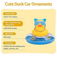 Wonuu Car Duck Rubber Duck Car Ornaments Duck Car Dashboard Decorations With Cute Headband Swim Ring Necklace Sunglasses