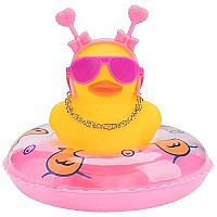 Wonuu Car Duck Rubber Duck Car Ornaments Duck Car Dashboard Decorations With Cute Headband Swim Ring Necklace Sunglasses