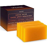 Valitic Kojic Acid Dark Spot Remover Soap Bars With Vitamin C, Retinol, Collagen, Turmeric - Original Japanese Complex Infused With Hyaluronic Acid, Vitamin E, Shea Butter, Castile Olive Oil (3 Pack)