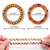 Leopard Spiral Hair Ties No Crease, Colorful Traceless Hair Ties, Elastic Coil Hair Ties, Phone Cord Hair Ties, Waterproof Hair Coils For Women Girls,Ponytail Hair Coils No Crease, Multicolor 12Pcs (Bright And Transparent)