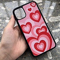 Mokens Compatible With Iphone 13Mini Cute Love Heart Pink Aesthetic Phone Case Slim Soft Protective Phone Case For Girls Womens,Many-Heart,Iphone 13 Mini