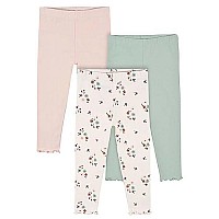 Gerber Baby Girls Toddler Multi-Pack Premium Pants Leggings, Small Floral, 3T