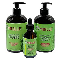 Mielle Rosemary Mint Organics Infused With Biotin And Encourages Growth Hair Products For Stronger And Healthier Hair And Styling Bundle Set 3 Pcs