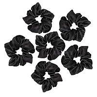 Zborh 6 Pcs Satin Hair Scrunchies Soft Elastic Hair Ties Set For Women Teenage Girls Ponytail Holders (Black)