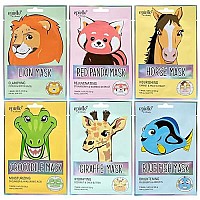 Epielle Character Sheet Masks - Animal-Inspired Luxury For Smooth & Supple Skin (Assorted 6 Pack) V4 Girls Face Mask Spa Skincare Sheet