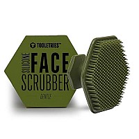 Tooletries - Silicone Face Scrubber - Gentle Exfoliator Pad Massager - Removes Dead Dry Skin - Invigorating Addition To Grooming Routine - Soft-Touch Shower Bathroom Accessory - Army Green