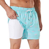 Brisira Mens Swim Trunks Quick Dry Swim Shorts 5 Inch Inseam Stretch Water Beach Shorts With Compression Liner Zipper Pocket