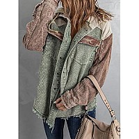 Dokotoo Womens Ladies Corduroy Jackets Long Sleeve Flannel Shirts Button Down Coats Contrast Color Block Oversized Hooded Winter Fall 2023 Cardigan Shacket Jackets With Pockets Green Large