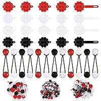 72 Pcs Hair Barrettes For Girls Hair Balls Self Hinge Hair Barrettes Ties Bubble Hair Accessories Set 80S 90S Bow Flower Hair Tie Plastic Hair Clips For Baby Toddler (Black, White, Clear, Red)