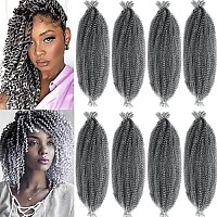 8 Packs Pre-Separated Springy Afro Twist Hair 18Inch Synthetic Marley Twist Braiding Hair For Black Women (18 Inch, T Gray)