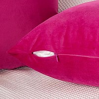 Yonous Throw Pillow Covers, Velvet Soft Decorative Cushion Case For Sofa Bedroom Car, Set Of 4, 16X16 Inch, Hot Pink