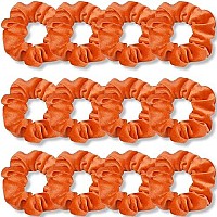 Ivaryss Orange Scrunchies, Premium Velvet Soft Fall Hair Scrunchy, Halloween Thick Elastic Bands, Hair Accessories For Women And Girls, 12 Pack