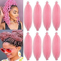 18 Inch Pre-Separated Springy Afro Twist Hair 8 Packs Distressed Butterfly Locs Marley Twist Afro Crochet Braids Synthetic Hair Extension For Black Women (Pink, 18 Inch)