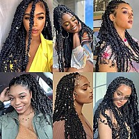 18 Inch Pre-Separated Springy Afro Twist Hair 8 Packs Distressed Butterfly Locs Marley Twist Afro Crochet Braids Synthetic Hair Extension For Black Women (Pink, 18 Inch)