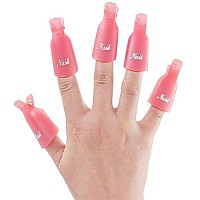 Akstore 20 Pcs Nail Polish Remover Clips,Toenail And Finger Gel Nail Polish Remover Clips Acrylic Nail Art Soak Off Clip Caps (10 Fingers Pink)