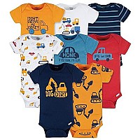 Onesies Brand Baby Boys 8-Pack Short Sleeve Mix Match Bodysuits, Truck, 3-6 Months