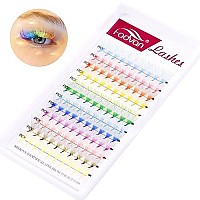 Colored Lash Extensions 12 Colors 10D Premade Fans Eyelash Extensions 13Mm D Curly Color Lashes Volume Lash Extensions 007 Professional Premade Lash Fans (12 Color-007D, 13Mm)