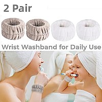 4 Pcs Face Washing Wristbands, Soft Absorbent Microfiber Wrist Scrunchies For Washing Face, Face Wash Wrist Band For Women Girl, Spa Wrist Wash Band Prevent Water Dripping Down Your Arms, Brown