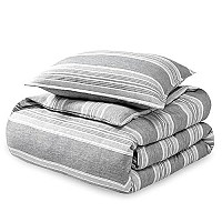 Bare Home Duvet Cover Twintwin Extra Long Size - Premium 1800 Super Soft Duvet Covers Collection - Lightweight - Soft Textured Bedding Duvet Cover (Twintwin Xl, Stripe - Heathered Charcoal)