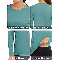 Magcomsen Uv Shirts For Women Running T Shirts Women Workout T Shirts Fishing Shirts Womens Long Sleeve T Shirts Women Rashguard Long Sleeve T Shirt Grey Green