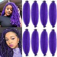 18Inch Pre-Separated Springy Afro Twist Hair 8 Packs Suitable For Damaged Soft Locs Synthetic Marley Twist Braiding Hair (18Inch, Purple)