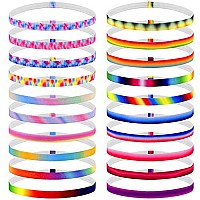 Duufin 20 Pieces Non-Slip Elastic Headbands Colorful Elastic Sport Headband Grip Exercise Headbands Workout Sweatband Heabands Tie Dye Thin Sports Headbands For Women, Men And Girls