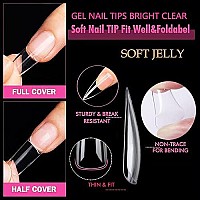 Una Gella Stiletto Fake Nails 312Pcs - Medium Stiletto Press On Nails Clear Stiletto Gel Nails Tips For Full Cover Acrylic Stiletto Nails False Nails For Nail Extension Nail Art, Home Diy Nail Salon 12 Sizes Gelly Tips