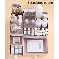 Makeup Organizer For Vanity, Large Countertop Organizer With Drawers, Cosmetics Storage For Skin Care, Brushes, Eyeshadow, Lotions, Lipstick,Nail Polishgreat For Dresser, Bathroom, Bedroom (Pink)