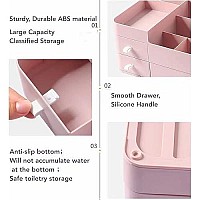 Makeup Organizer For Vanity, Large Countertop Organizer With Drawers, Cosmetics Storage For Skin Care, Brushes, Eyeshadow, Lotions, Lipstick,Nail Polishgreat For Dresser, Bathroom, Bedroom (Pink)