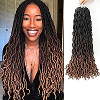 Eliza 24 Inch Long Wavy Faux Gypsy Locs Ombre Soft Locs Crochet Hair 6 Packs Goddess Locs Crochet Hair Pre-Looped African Roots Synthetic Braiding Hair Extensions For Black Women(24,6 Pack,Om3T430)