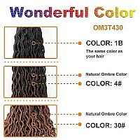 Eliza 24 Inch Long Wavy Faux Gypsy Locs Ombre Soft Locs Crochet Hair 6 Packs Goddess Locs Crochet Hair Pre-Looped African Roots Synthetic Braiding Hair Extensions For Black Women(24,6 Pack,Om3T430)