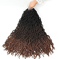 Eliza 24 Inch Long Wavy Faux Gypsy Locs Ombre Soft Locs Crochet Hair 6 Packs Goddess Locs Crochet Hair Pre-Looped African Roots Synthetic Braiding Hair Extensions For Black Women(24,6 Pack,Om3T430)