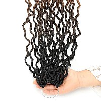 Eliza 24 Inch Long Wavy Faux Gypsy Locs Ombre Soft Locs Crochet Hair 6 Packs Goddess Locs Crochet Hair Pre-Looped African Roots Synthetic Braiding Hair Extensions For Black Women(24,6 Pack,Om3T430)