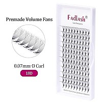 Pre Made Eye Lash Extension Fans 10D Premade Volume Eyelash Extensions 007 Thinkness C Durly Premade Lash Fans Pointed Base Middle Stem Eyelash Extension (10D-007C, 9Mm)