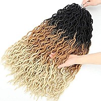 Eliza 24 Inches Long Wavy Gypsy Locs Ombre Soft Locs Crochet Hair 6 Packs Goddess Locs Crochet Hair Pre-Looped African Roots Synthetic Braiding Hair Extensions For Black Women(24,6 Pack,27613)