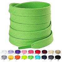 Olukssck 1 Pair Flat Shoe Laces For Sneakers, 25 Wide Athletic Shoelaces Green 72 Inch(182Cm)