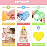 60 Pieces Facial Sponges With Container, Heart Shape Compressed Face Sponge Natural Sponge Pads For Washing Face Cleansing Exfoliating Esthetician Makeup Removal (Multi Colors)