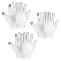 Sibba 3 Pairs Touch Screen Moisturizing Gloves White Cotton Moisturizing Gloves Overnight Bedtime Heal Eczema Sleeping Lotion Hand Spa Treatment Gloves Repair Rough Cracked Dry Chapped Hands Skin