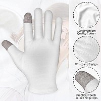 Sibba 3 Pairs Touch Screen Moisturizing Gloves White Cotton Moisturizing Gloves Overnight Bedtime Heal Eczema Sleeping Lotion Hand Spa Treatment Gloves Repair Rough Cracked Dry Chapped Hands Skin